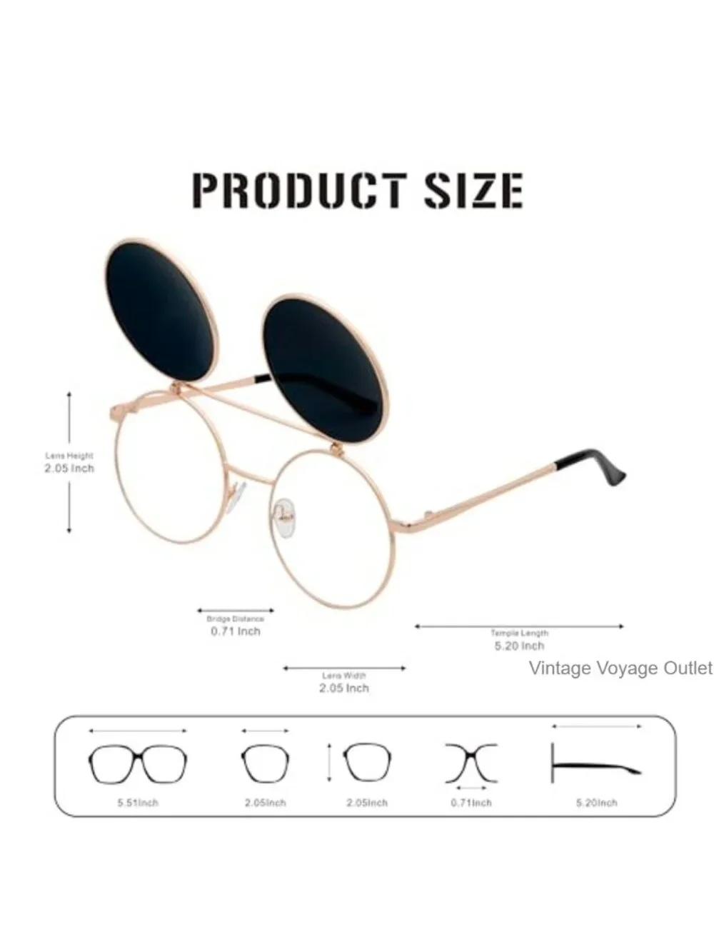 Retro Steampunk Flip-Up Round Sunglasses Full Metal Frame UV Protection